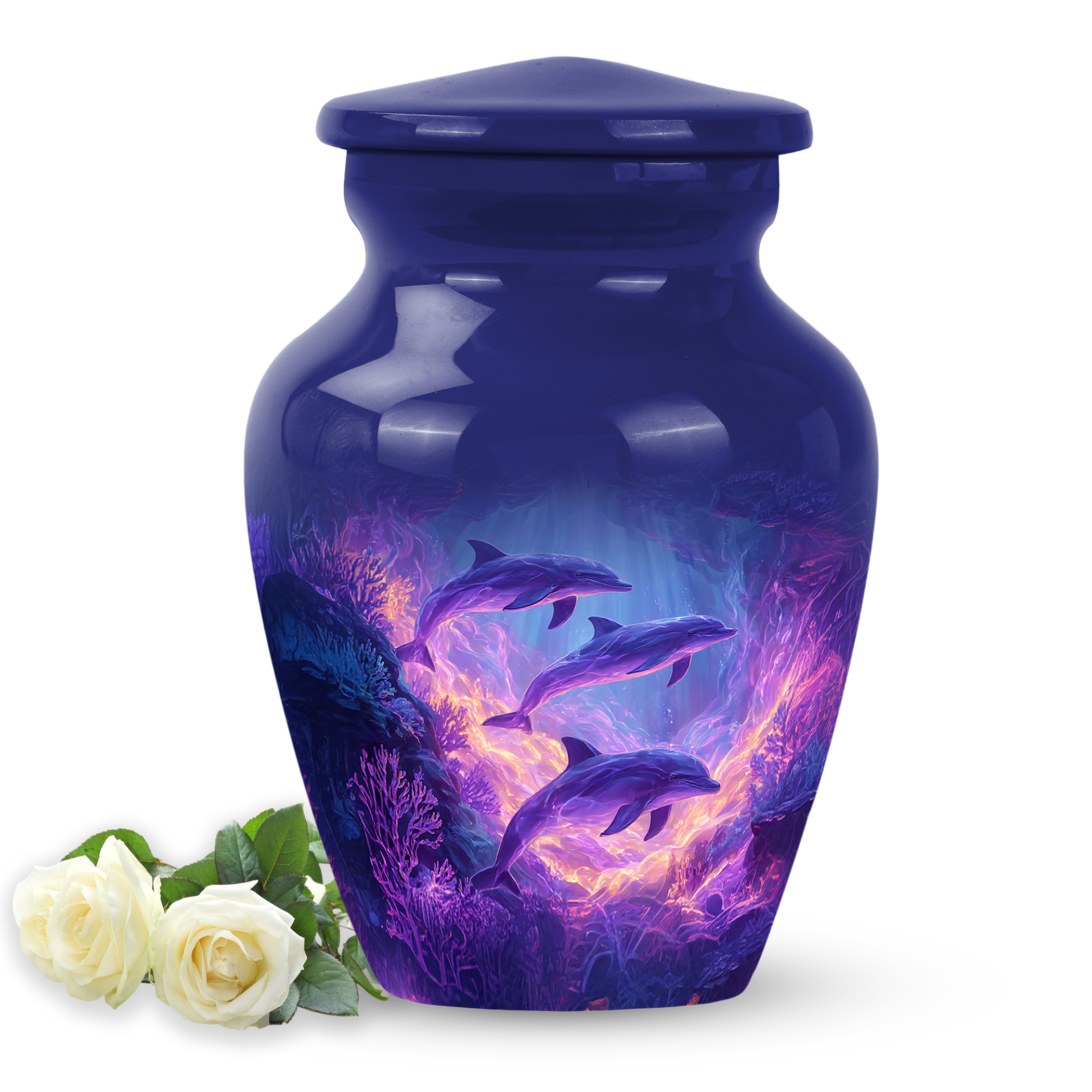 SABURIAL Dolphin Urn - Decorative Burial Urn for Male & Female Ashes - Cremation Urns for Adult Women Ashes - Mini Memorial Urns for Ash - 3 Inch - Pack of 1