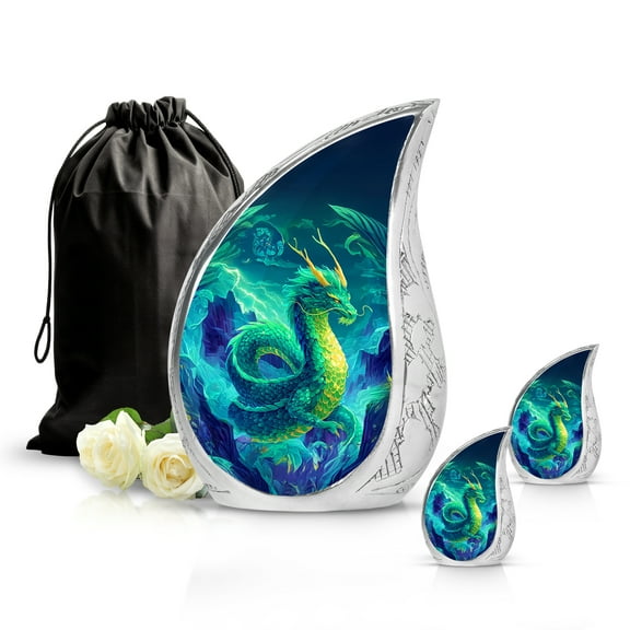 SABURIAL Dragon Urn - Little Burial Urn For Women - Keepsake Urns For Male & Female Ash - Combo Of 10 Inch & 3 Inch - Cremation Urns For Ashes Small