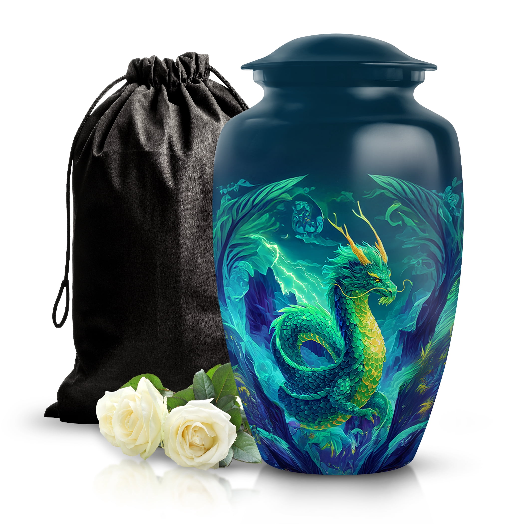 SABURIAL Dragon Urn - Memorial Funeral Urn For Men Ash - Decorative Burial Urns For Ashes Adult Male Ash - 10 Inch - Adult Urns For Human Ashes Women