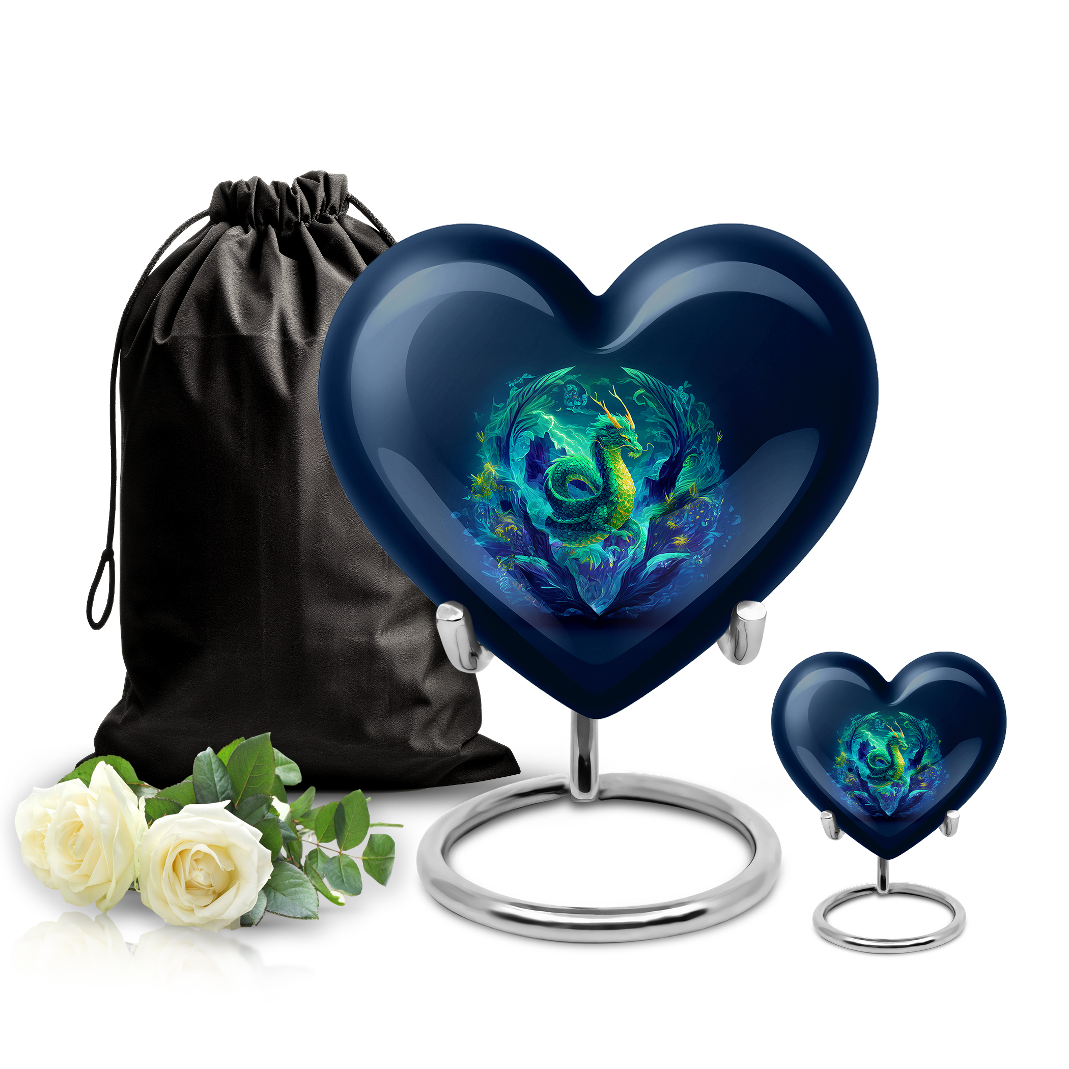 SABURIAL Dragon Urn - Memorial Urn For Male & Female - Combo 1 - Large With 3 Inch Pack Of 1 - Large Urns For Ashes - Cremation Urns For Adult - Ash Keepsakes For Human Ashes