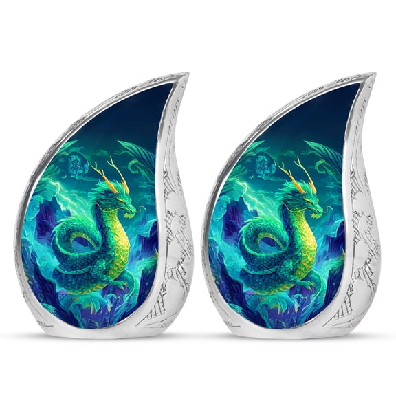 SABURIAL Dragon Urn - Small Unique Burial Urn - Mini Cremation Urns For Human Ashes Adult Man - 3 Inch Set Of 2 - Little Funeral Urns For Adult Ashes Women