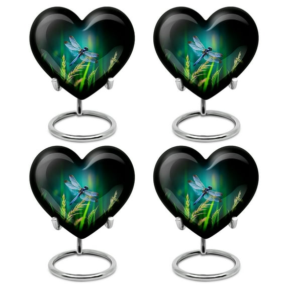 SABURIAL Dragonfly Urn - Keepsake Cremation Urn For Human Ashes Adult Female Mom - Little Burial Urns For Male - 3 Inch Set Of 4
