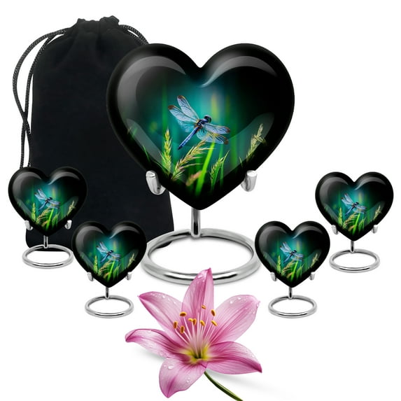 SABURIAL Dragonfly Urn - Large Burial Urn For Human Ashes Adult Man - Small Keepsake Funeral Urns For Women - Combo Of 8 Inch & 3 Inch