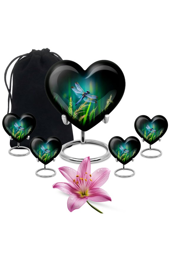 SABURIAL Dragonfly Urn - Large Burial Urn For Human Ashes Adult Man - Small Keepsake Funeral Urns For Women - Combo Of 8 Inch & 3 Inch