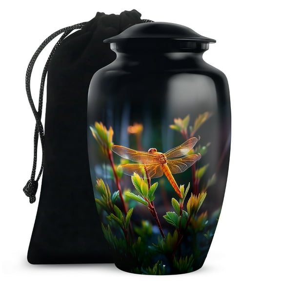 SABURIAL Dragonfly Urn - Large Decorative Urn - 10 Inch - Large with Velvet Bag - Ashes Urns Human Remains - Burial Cremation Urns - Memorial Urns