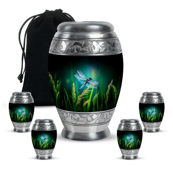SABURIAL Dragonfly Urn - Large Urns For Human Ashes Adult Male - Small Burial Urns For Women - Mini Memorial Funeral Urn - Combo Of 10 Inch & 3 Inch