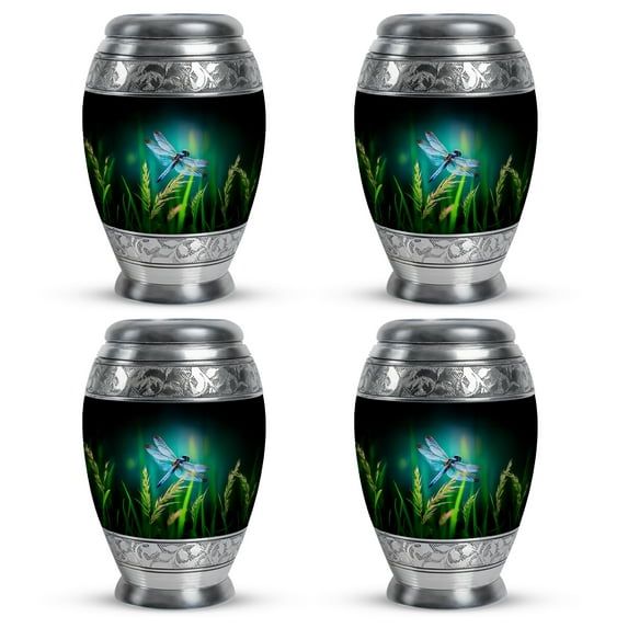 SABURIAL Dragonfly Urn - Mini Funeral Urns For Men - Little Burial Urn For Mom & Dad - Keepsake Cremation Urns For Male - 3 Inch Set Of 4