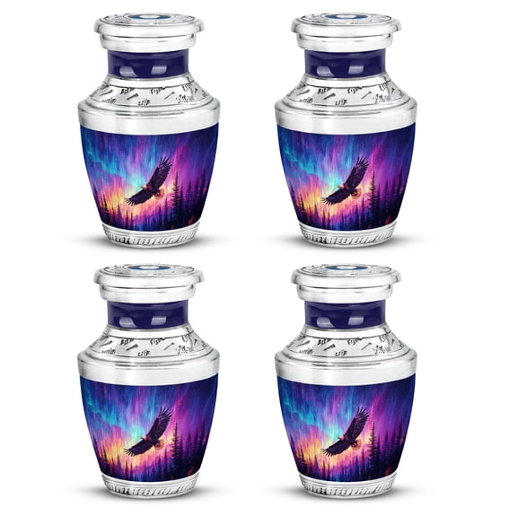 SABURIAL Eagle Urn - Decorative Urns Male & Female - Mini Funeral Urn - Keepsake Burial Urns For Ashes For Women - 3 Inch Set Of 4