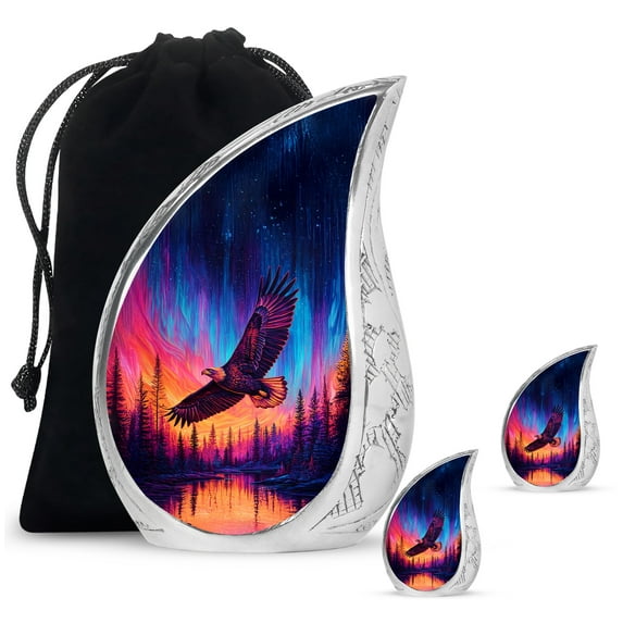 SABURIAL Eagle Urn - Keepsake Burial Urn for Ashes Adult Male & Female - Large Funeral Urns for Human Ashes - Memorial Urns - Combo of 10 Inch & 3 Inch