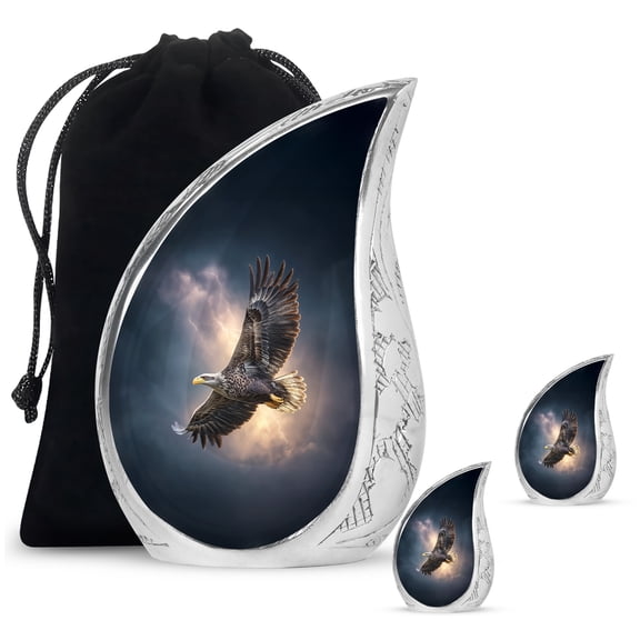 SABURIAL Eagle Urn - Keepsake Funeral Urn for Ashes for Women - Large Burial Urns for Mom & Dad - Combo of 10 Inch & 3 Inch