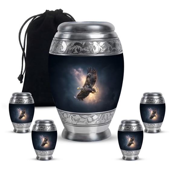 SABURIAL Eagle Urn - Mini Cremation Urns For Human Ashes Adult Female Mom - Keepsake Burial Urns - Memorial Urn - Combo Of 10 Inch & 3 Inch