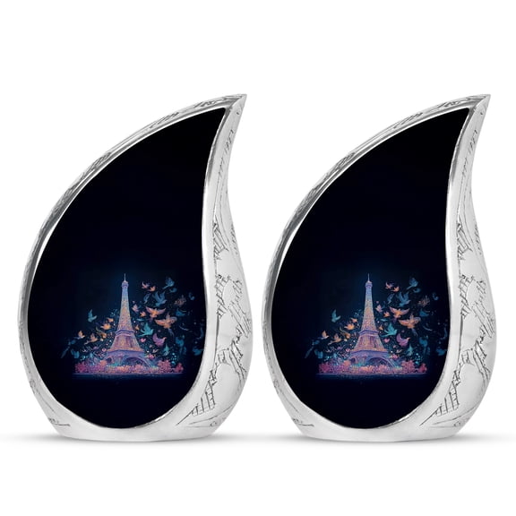 SABURIAL Eiffel Tower Urn - Beautiful Tribute Urn For Men & Women Ash - Mini Memorial Keepsake Urns For Loved One - Funeral Urns For Ashes - 3 Inch - Pack Of 2