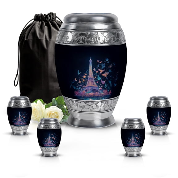 SABURIAL Eiffel Tower Urn - Little For Human - Combo - 10 Inch Large With 3 Inch - Large Memorial Urns - Cremation Urn Human Ashes - Funeral Urns