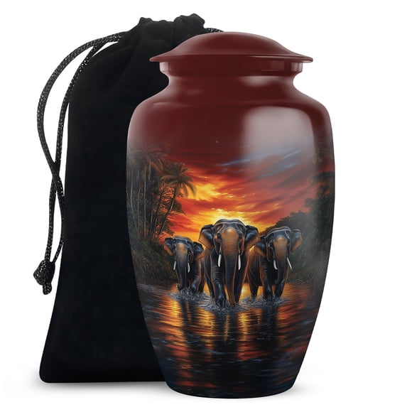 SABURIAL Elephant Urn - Large Urn for Human Ashes Adult Female - Cremation Urns for Men - Decorative Burial Urns for Mom & Dad - 10 Inch