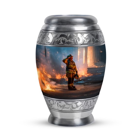 SABURIAL Fire Fighter Urn - Cremation Urn For Adults - 3 Inch - Pack Of 1 - Funeral Ashes For Male & Female - Memorial Urns For Mom & Dad - Unique Urns