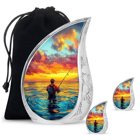 SABURIAL Fishing Urn - Burial Urn for Ashes - Combo 2 - Large with 3 Inch Pack of 2 - Keepsake Urns for Men & Women - Human Remains for Mom & Dad - Memorial Urns for Human Ashes