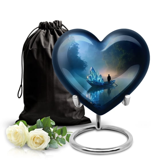 SABURIAL Fishing Urn - Decorative Urn For Male & Female - Memorial Burials For Ashes - 8 Inch - Large With Velvet Bag - Adult Urns - Honor Your Loved One - Funeral Urns For Ashes