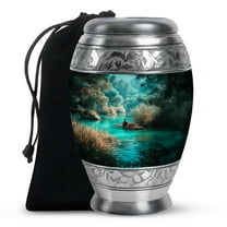 SABURIAL Fishing Urn - Decorative Urns For Male & Female - Cremation Urns For Adult Ashes Women - Large Funeral Urn - 10 Inch