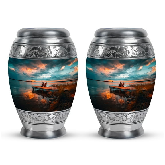 SABURIAL Fishing Urn - Keepsake Burial Urns For Human Ashes Adult Male - Small Urn For Ashes Adult Women - Mini Funeral Urns For Men - 3 Inch Set Of 2