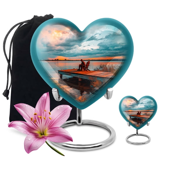 SABURIAL Fishing Urn - Large Burial Urn For Mom & Dad - Decorative Cremation Urns For Human Ashes Adult Male & Female - Combo Of 8 Inch & 3 Inch
