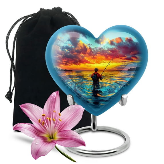 SABURIAL Fishing Urn - Large Cremation Urn For Human Ashes Adult Female - Burial Urns For Mom & Dad - Memorial Urns - 8 Inch