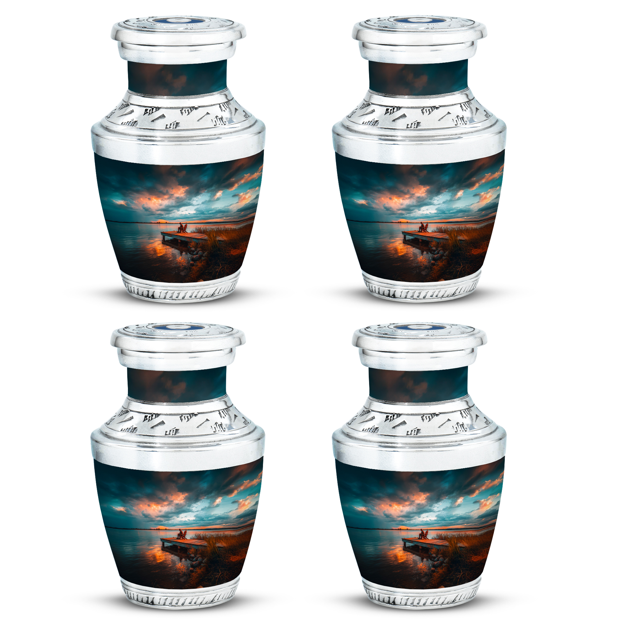 SABURIAL Fishing Urn - Memorial Urn For Male Ashes - 3 Inch - Pack Of 4 - Unique Urns For Human Ash - Burial Decorative For Mom & Dad - Funeral Keepsakes For Adult Human