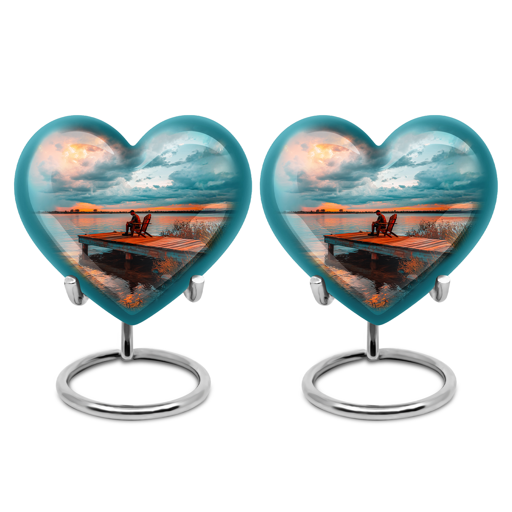 SABURIAL Fishing Urn - Mini Cremation Urn For Female - Little Urns For Human Ashes Adult Man - Memorial Funeral Urns - 3 Inch Set Of 2