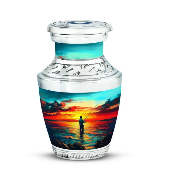 SABURIAL Fishing Urn - Small Urns For Human Ashes - 3 Inch - Pack Of 1 - Keep Sake For Ashes - Memorial Urn - Funeral Cremation Urns For Men & Women