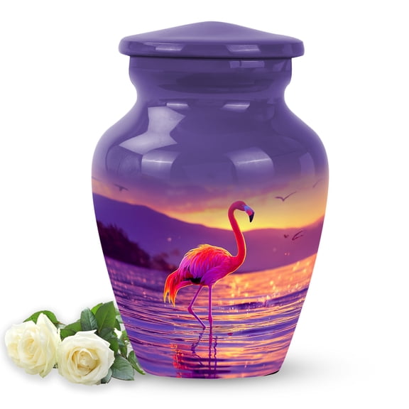 SABURIAL Flamingo Urn - Miniature Funeral Urn For Human - Beautiful Handcrafted Mini Urns For Adults Female Ash - Keepsake Small Urns - 3 Inch Tiny - Pack Of 1