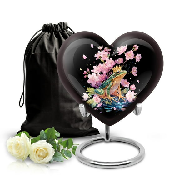 SABURIAL Frogs Urn Funeral Urn For Human - Cremation For Ashes - 8 Inch - Large With Velvet Bag - Large Memorial Urns For Adults - Memorial Burials For Ashes - Burial Urns