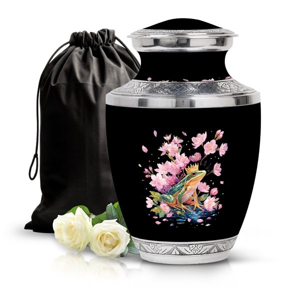 SABURIAL Frogs Urn - Large Decorative Urn - 10 Inch - Large With Velvet Bag - Funeral Urns For Adult - Adult For Male & Female - Ashes Urns Human Remains