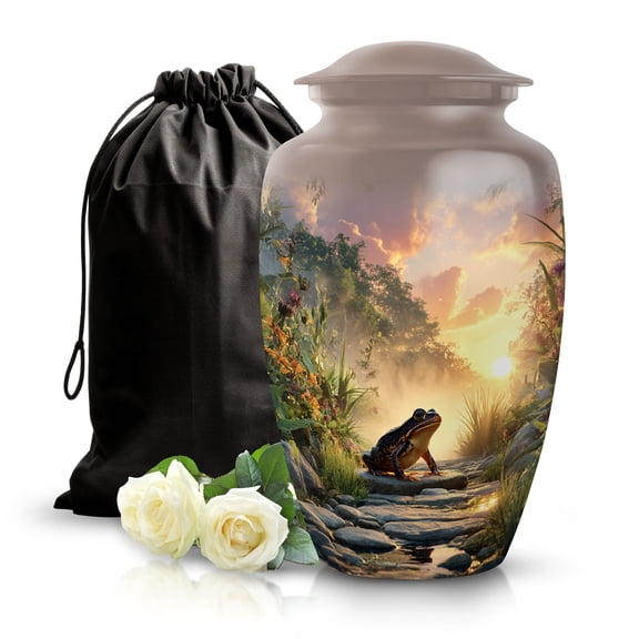 SABURIAL Frogs Urn - Small Keepsake Urns For Mom & Dad Ash - Lovely Funeral Urn For Adult Human Ashes - Unique Cremation Urns For Women Ash - 10 Inch - Large With Velvet Bag