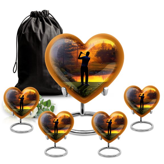 SABURIAL Golf Ball Urn - Decorative Urn For Human Ashes - Combo - 8 Inch Large With 3 Inch - Large Memorial Urns - Funeral For Male & Female - Cremation Urns