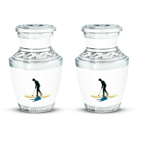 SABURIAL Golf Ball Urn - Small Handcrafted Tribute Urns for Mom & Dad - Memorial Funeral Urn for Women & Men - Cremation Keepsake Urn for Ashes - 3 Inch - Pack of 2
