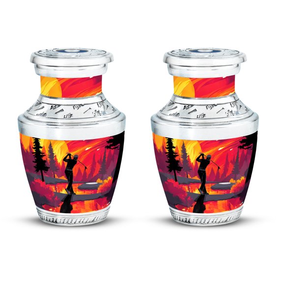 SABURIAL Golf Ball Urn - Small Memorial Tribute Urn for Mom & Dad - Handcrafted Funeral Urns for Women & Men - Decorative Cremation Urn for Human Ashes - 3 Inch - Pack of 2