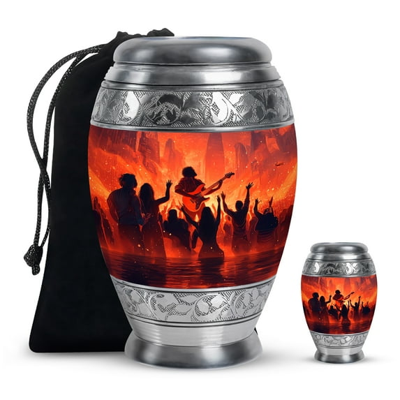 SABURIAL Guitar Urn - Decorative Urn For Mom & Dad - Cremation Urns For Adult Ashes Women - Memorila Funeral Urns - Combo Of 10 Inch & 3 Inch