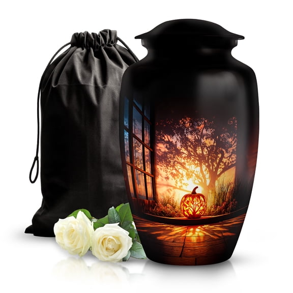 SABURIAL Halloween Urn - Decorative Urns For Human Ashes - Perfect Large Tribute Urns For Female Ash - Lovely Handcrafted Memorial Urn For Ash - 10 Inch - Large With Velvet Bag