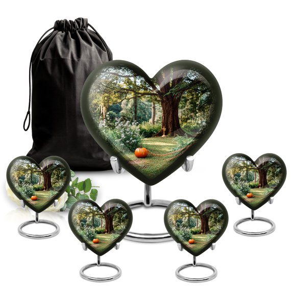 SABURIAL Halloween Urn - Small Ashes Keepsake - Miniature Urn For Ash - Combo - 8 Inch Large With 3 Inch - Funeral Decorative Ashes - Memorial Urns - Large Cremation Urns