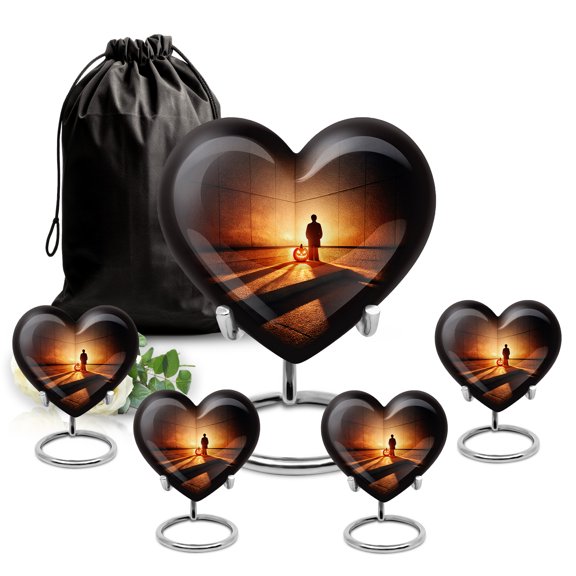 SABURIAL Halloween Urn - Small Urns For Men & Women - Memorial For Your Loved One - Combo - 8 Inch Large With 3 Inch - Keepsake Urns For Mom & Dad - Large Decorative Urn - Funeral Decorative Ashes