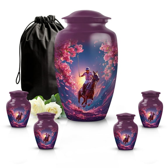 SABURIAL Horse Polo Urn - Decoratove Handcrafted Urn For Male & Female Ash - Funeral Cremation Urns For Human Ash - Small Burial Urns For Male Ashes - Combo - 10