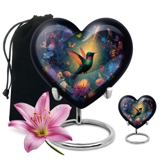 SABURIAL Humming Bird Urn - Small Urn For Human Ashes Adult Female - Large Cremation Urns For Mom & Dad - Combo Of 8 Inch & 3 Inch