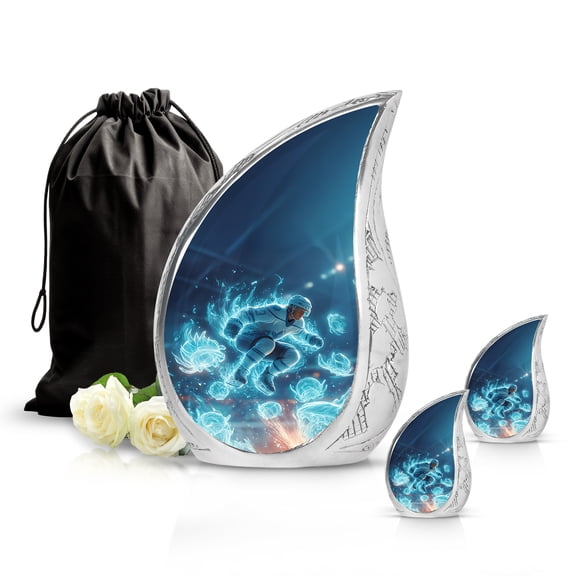SABURIAL Ice Hockey Urn - Elegant Funeral Cremation Urn For Adult Male Or Female - Memorial Funeral Large Urns - Beautiful Mini Urns - Combo - 10 Inch Large & 3 Inch