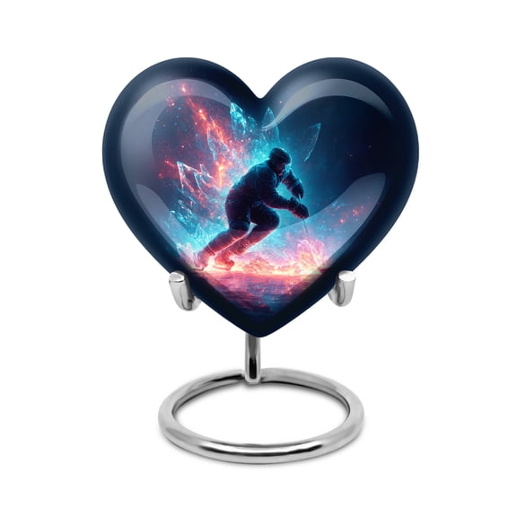 SABURIAL Ice Hockey Urn - Handcrafted Memorial Urn For Women & Men Ash - Unique Burial Cremation Urns For Mom & Dad Ashes - Heart Shape Tribute Urns For Ash - 3 Inch - Pack Of 1