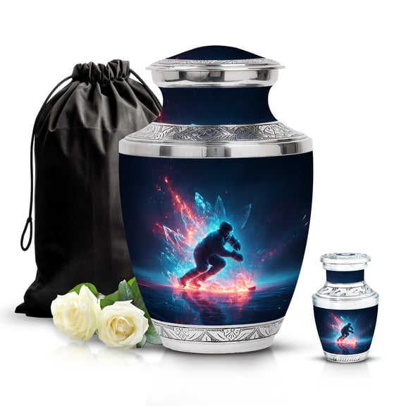 SABURIAL Ice Tower Urn - Tribute Memorial Small Urn for Human Ashes - Burial Urns for Men & Women Ash - Elegant Keepsake Funeral Urns - Combo - 10 Inch Large & 3 Inch