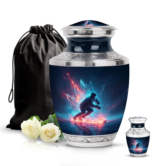 SABURIAL Ice Tower Urn - Tribute Memorial Small Urn for Human Ashes - Burial Urns for Men & Women Ash - Elegant Keepsake Funeral Urns - Combo - 10 Inch Large & 3 Inch
