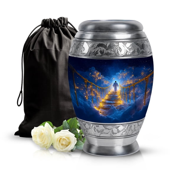 SABURIAL Jesus Decorative For Cremation - Large Adult Urn - 10 Inch - Large With Velvet Bag - Human Remains Urn - Memorial Urns For Male & Female - Funeral Urns For Ashes