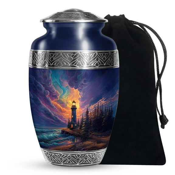 SABURIAL Lighthouse Urn - Adult Cremation Urns For Human Ashes - Unique Large Memorial Urn For Male & Female Ash - Funeral Urns For Human Ash - 10 Inch Large With Velvet Bag
