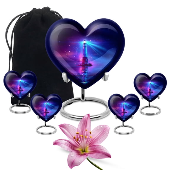 SABURIAL Lighthouse Urn - Cremation Urn - Small Keepsake Urns For Human Ashes - Large Funeral Urns For Mom & Dad - Combo Of 8 Inch & 3 Inch