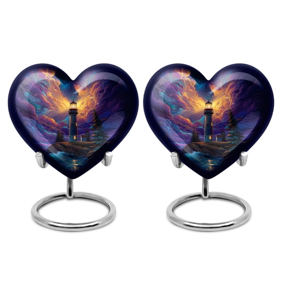 SABURIAL Lighthouse Urn - Decorative Burial Urn - Little Urns For Human Ashes Adult Female - Keepsake Cremation Urns For Women & Men - 3 Inch Set Of 2