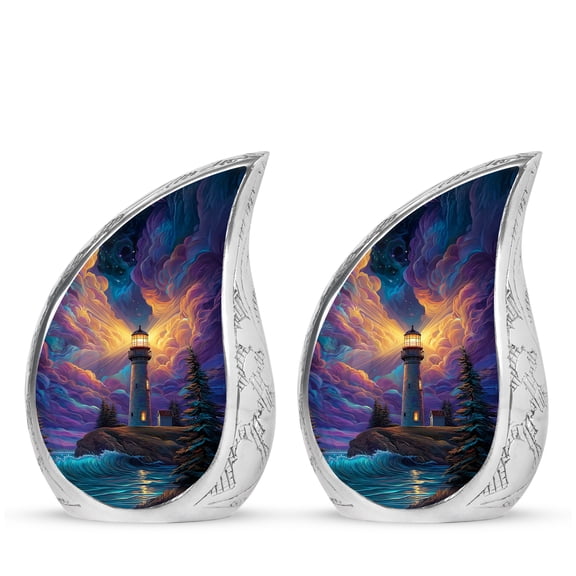 SABURIAL Lighthouse Urn - Decorative Urn for Mom & Dad - 3 Inch - Pack of 2 - Memorial Urns for Male & Female - Small Ashes Keepsake - Burial Decorative for Ashes